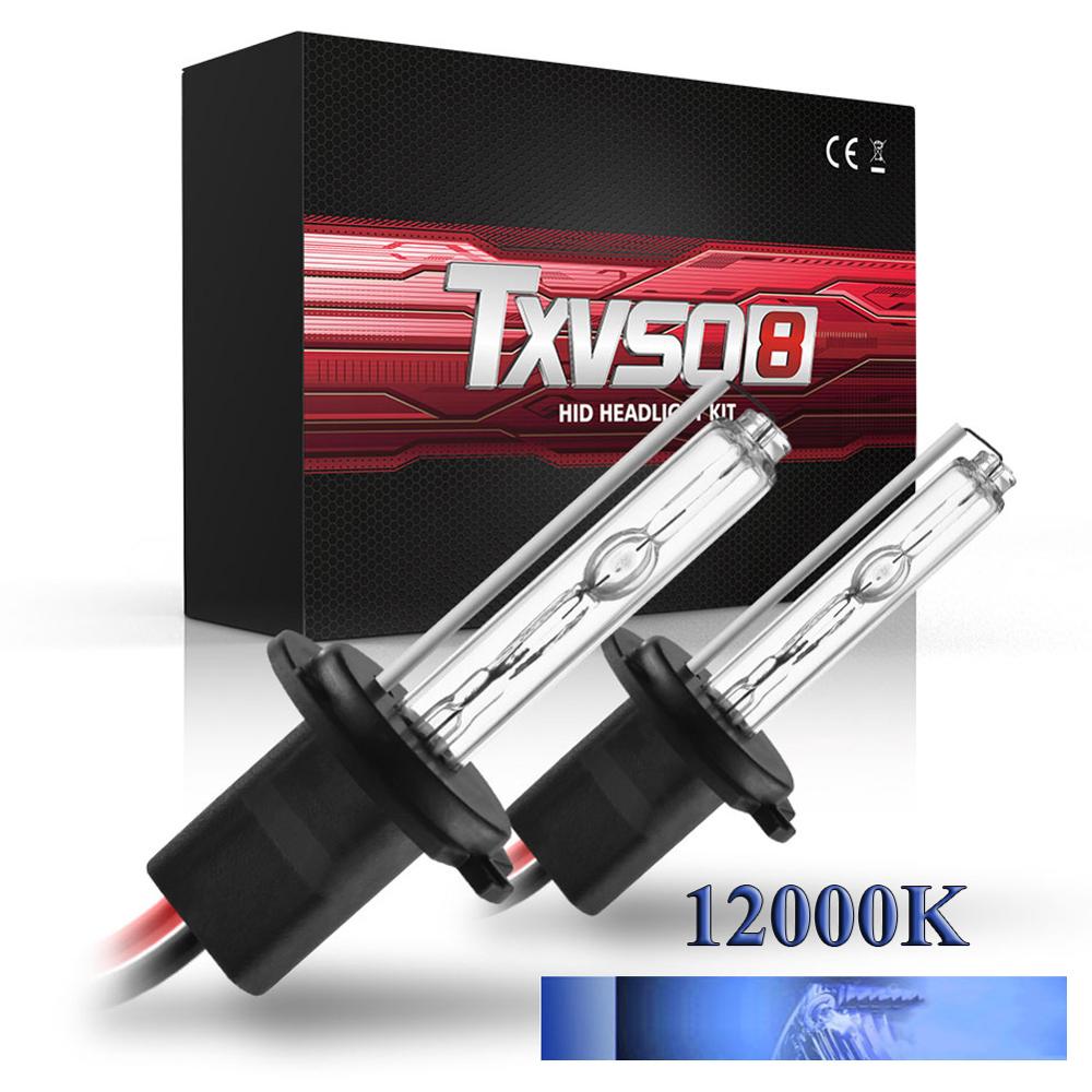 Bombillas de HID Xenon de reemplazo H7, luz de Faro de 55W, 3500-4500LM, Burbuja recta, 4300K-12000K, Xenón HID, 1 par: 12000K