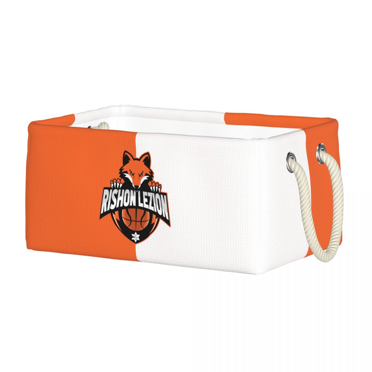 Maccabi Rishon LeZion Bc Rectangular Storage Box Basket - Fabric Storage Bin Organizing Toys, Nursery Basket, Clothing, Books