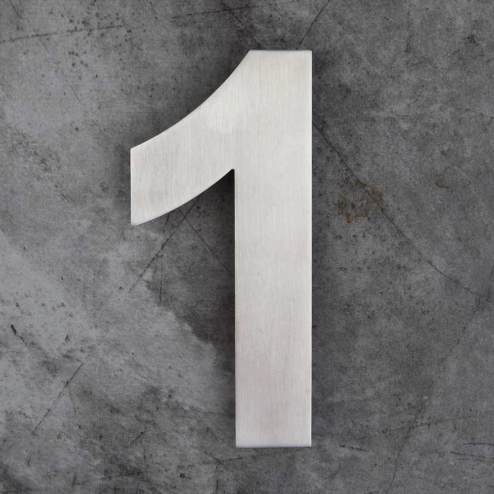10 Inch Extra Large Floating House Numbers Door Sign Mounted, Stainless Steel 18-8 Brushed Nickel: Number 1