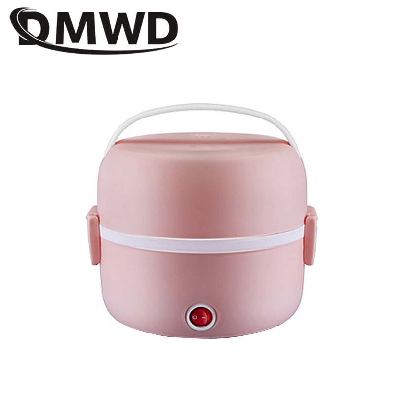 DMWD Electric 2L mini rice cooker stainless steel 2/3 layers food warmer steamer portable automatic heating insulation lunch box