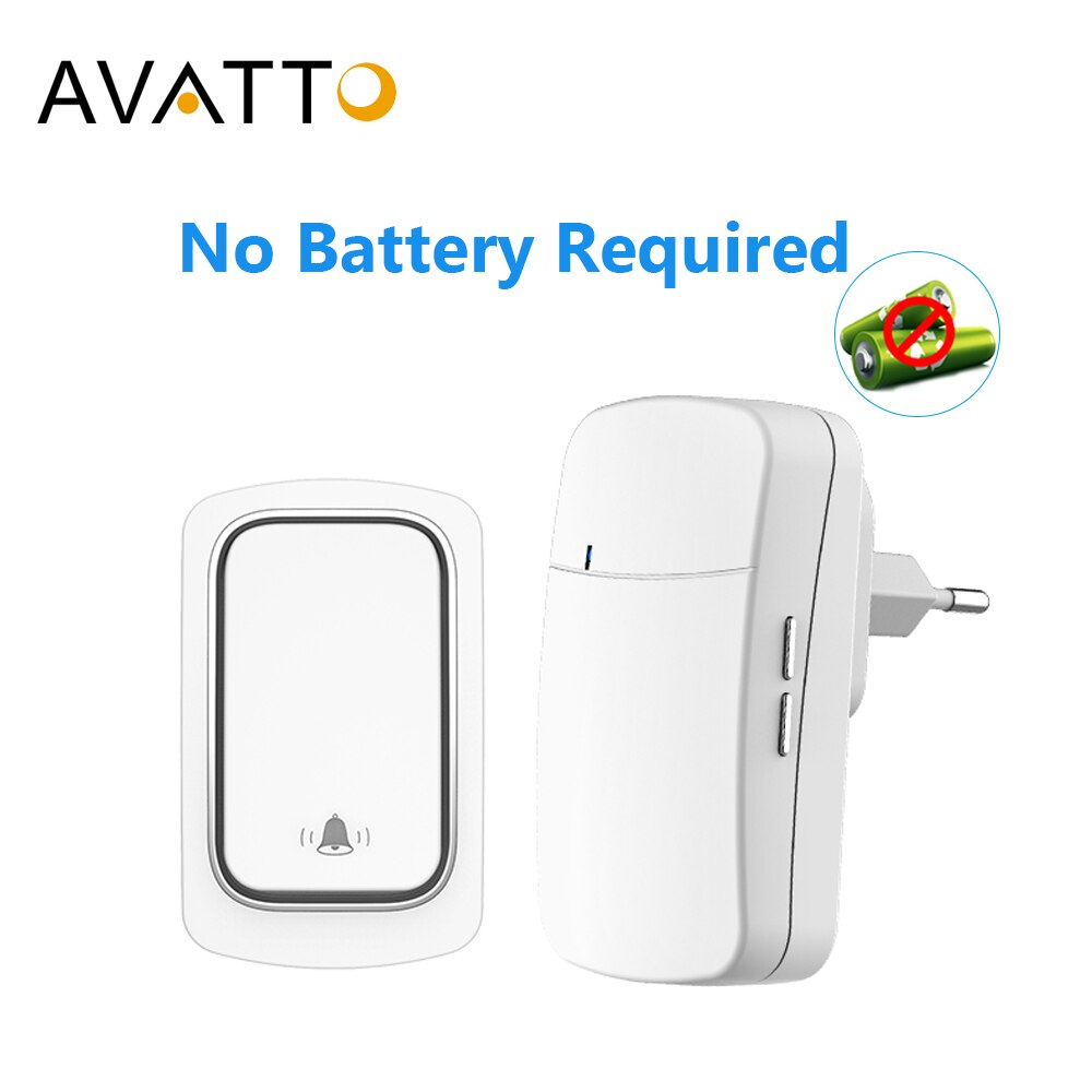 AVATTO No Battery Required Intelligent Wireless Doorbell, 150M IP68 Waterproof Welcome Bell Home Door Bell Smart Home Security
