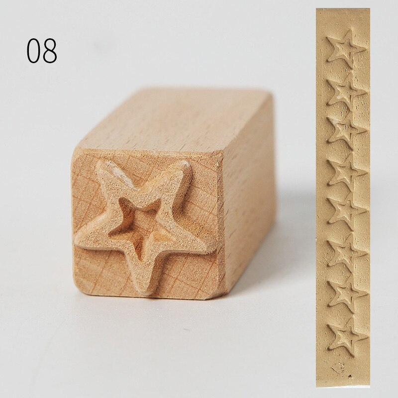 16 stylów ręcznie rzeźbione drewniane znaczki do drukowania glina DIY ceramiki bloki drukarskie kreatywne narzędzia garncarskie DIY: 8