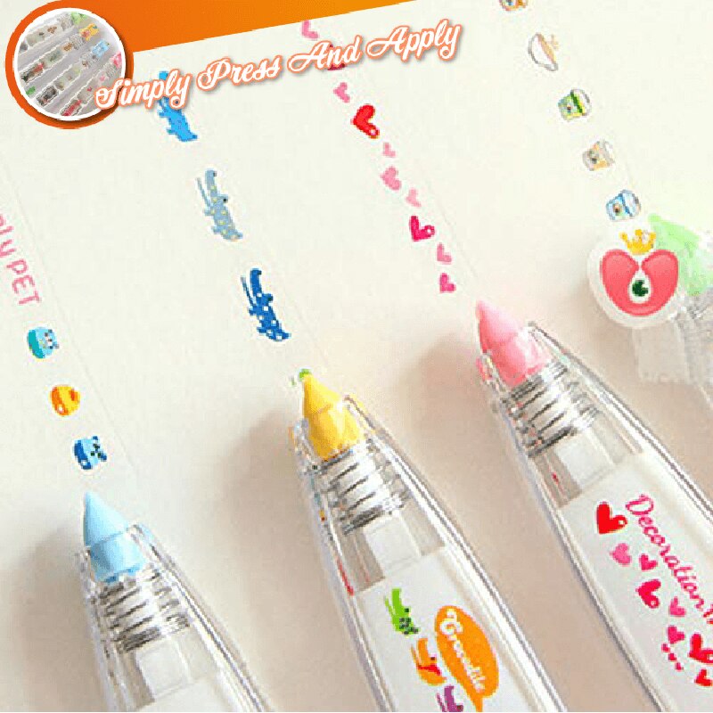 Cartoon Floral Sticker Tape Pen Funny Kids Stationery Notebook Diary Decoration Tapes Label Sticker Paper Decor for Kids 66CY