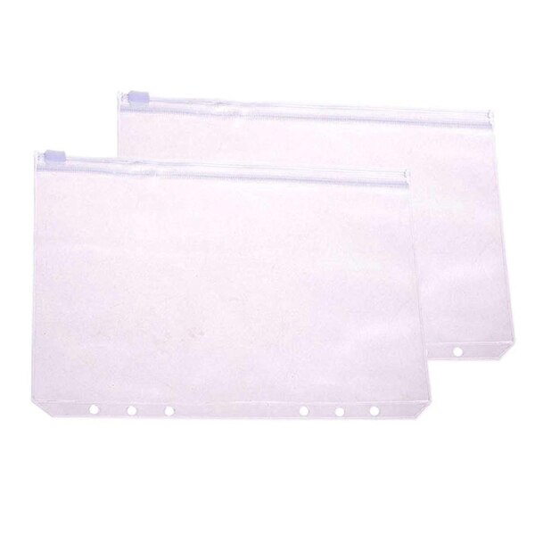 Juego de 6 bolsas de plástico transparente para el hogar y la Oficina, bolsillos con cremallera de tamaño A5, A6 y A7, de 6 anillos: 6Pieces-A5
