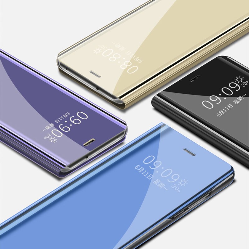 Voor huawei  y9a hoesje 6.63 inch luxe spiegel slimme leren flipcover voor huawei  y9a y9 a hoesje standaard beschermende shell fundas