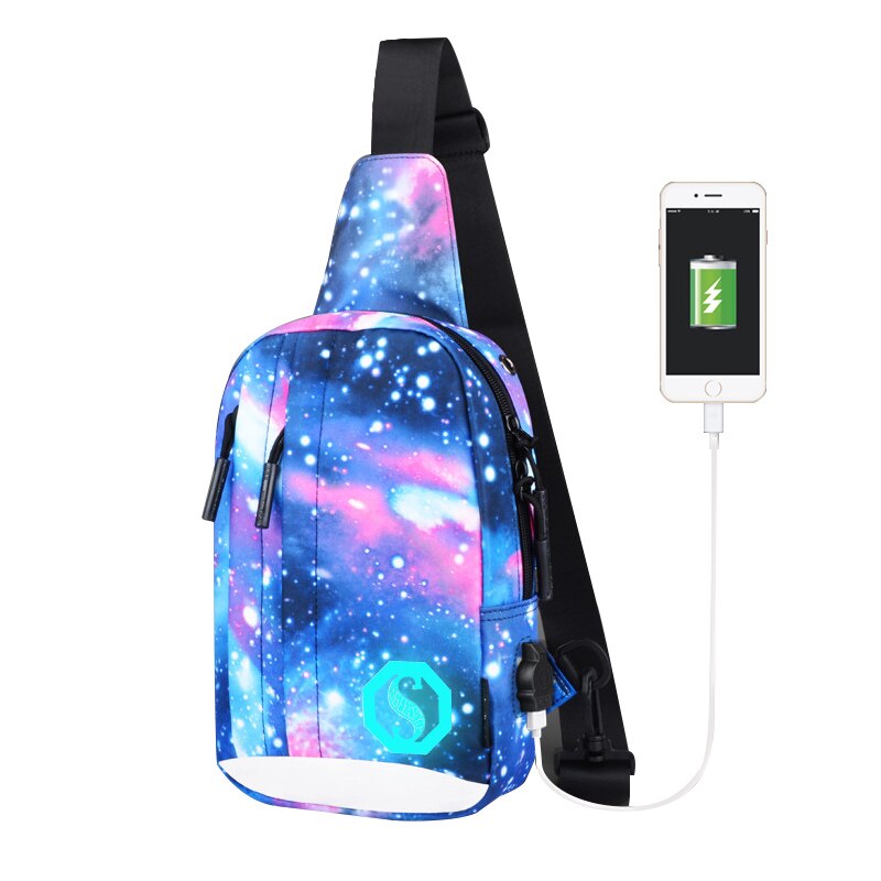 Small Children Crossbody Bags for Boy Girls Kids Lightweight Messenger Chest Bag Mini Waterproof Travel Shoulder Bag Pack: Starry sky usb