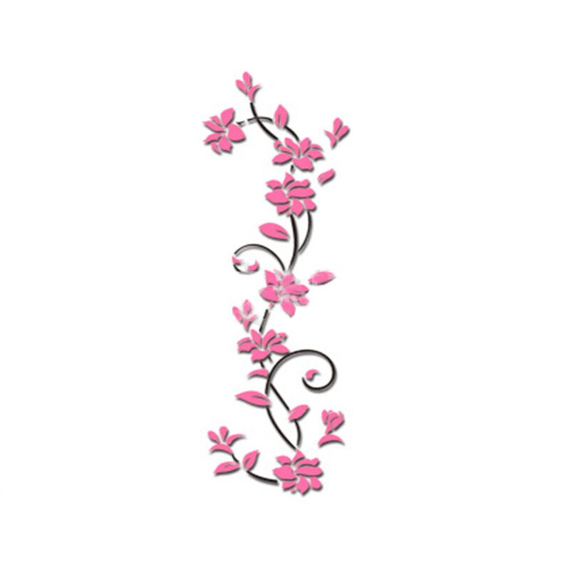 3D Acryl Kristall Zauberstab Aufkleber DIY Aufkleber Vinyl Spiegel Aufkleber Moderne Stil Heimat Zimmer Dekor Aufkleber Selbst Klebe Blumen Kunst: Rosa