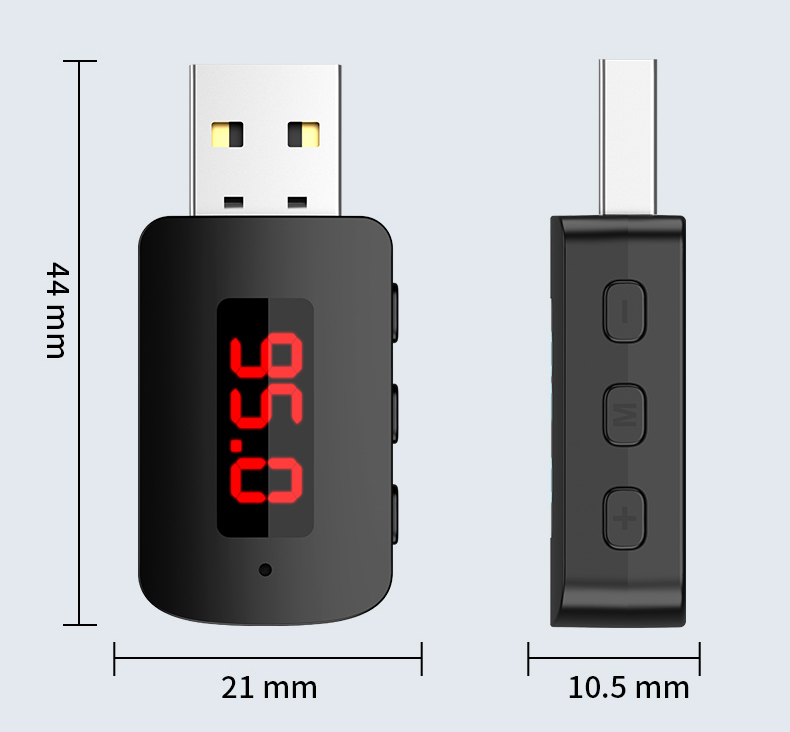 Mini receptor USB Bluetooth 5,4 con pantalla LED, Kit de llamada con manos libres para coche, transmisor de Radio FM, Audio inalámbrico automático