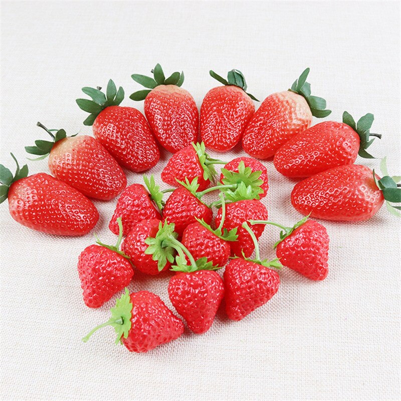 10pc simulation jordbær model gør til plast simulering frugt og grøntsag rekvisitter undervisning hjælpe frugt dekoration