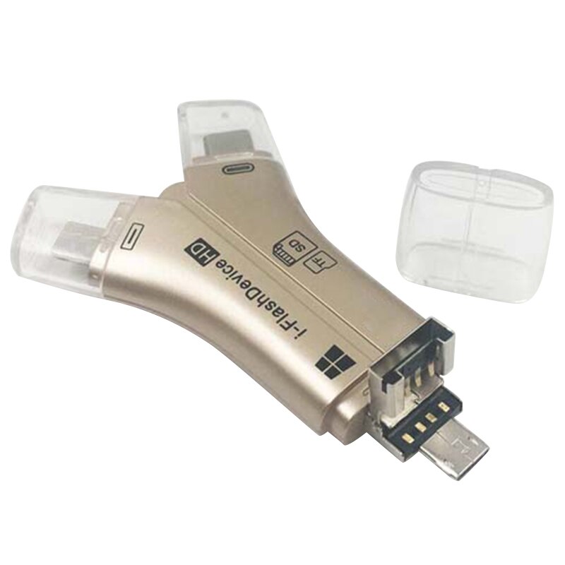 Lector de tarjetas SD 4 en 1 de alta velocidad versátil para todos los dispositivos lector de tarjeta de memoria micro sd B99: Dorado