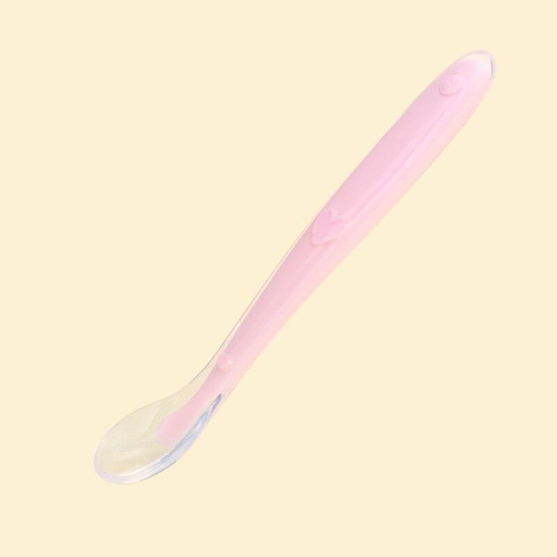 Cuchara de silicona para bebé, limpia utensilios de cocina, durabilidad, cuchara de arroz, cuchara de detección de alta temperatura, útiles herramientas de alimentación de bebé: light pink