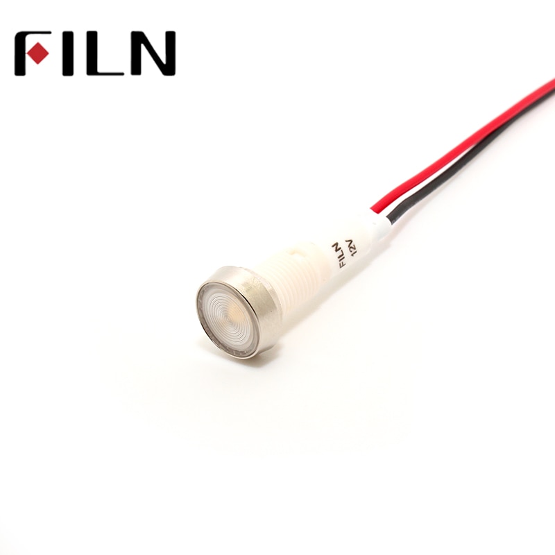 red yellow blue green white 12v 24v 220v 110v 10mm led plastic indicator light signal lamp with 20cm cbale