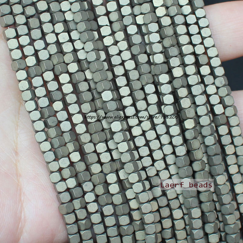¡Ematita natural muy brillante! Cuentas de hematita cuadradas facetadas de 15 pulgadas, para hacer joyas, pulseras y collares DIY