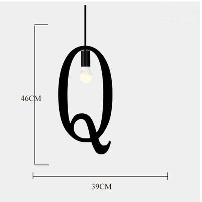 Plafonnier suspendu en fer avec alphabet anglais, éclairage d'intérieur, luminaire décoratif de plafond, idéal pour une réception, un restaurant, un salon, un café, un bar, un bar ou un bureau