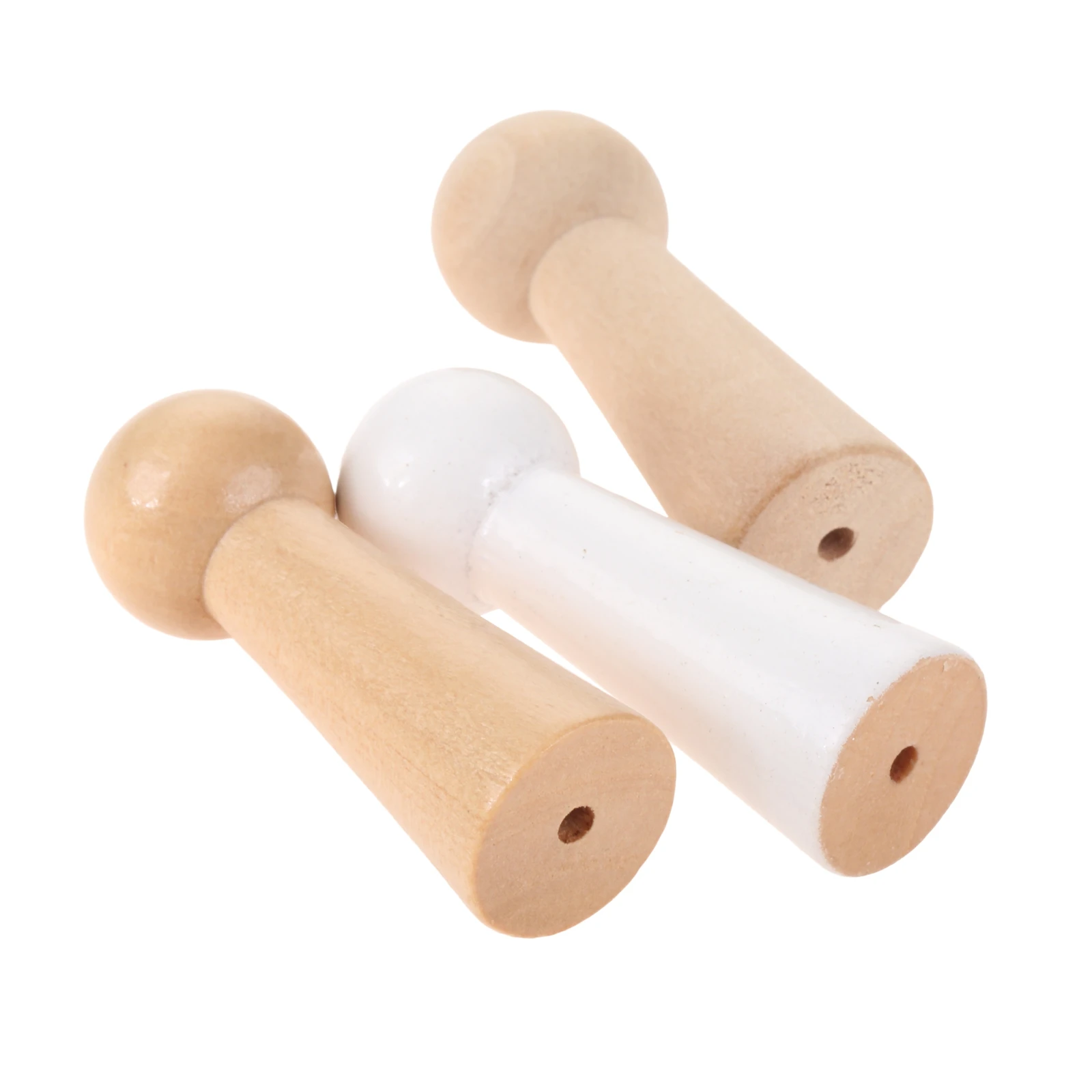 2 Stuks Houten Peg Hangers 50Mm Eenvoudige Pop Vormige Decoratieve Opknoping Jas Handtas Handdoek Muur Gemonteerde Haken Rack M3 Gat En Schroeven