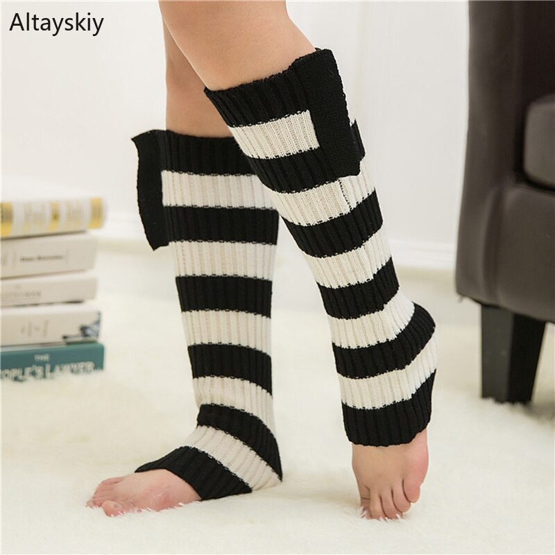 Leg Warmers Women Striped Daily Knitted Warm Soft Simple All-match Womens Leisure Sweet Comfortable Warmer