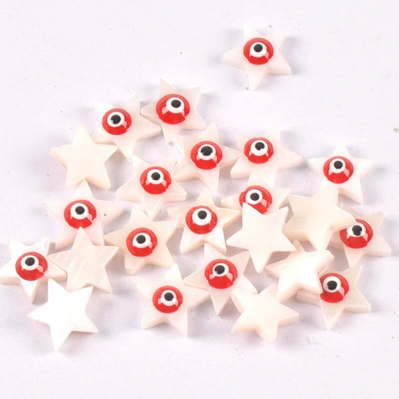10 st/lot evil eyes stjärnor skal för smyckestillverkning armband pärlemor snäckskal lösa pärlor gör-det-själv heminredningshantverk  tr0362: 6