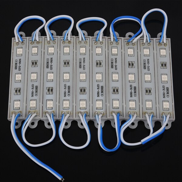 1*10 Stuks 5050 Smd 3 Led Module Led Strip String Light Waterdicht Dc 12V Blauw