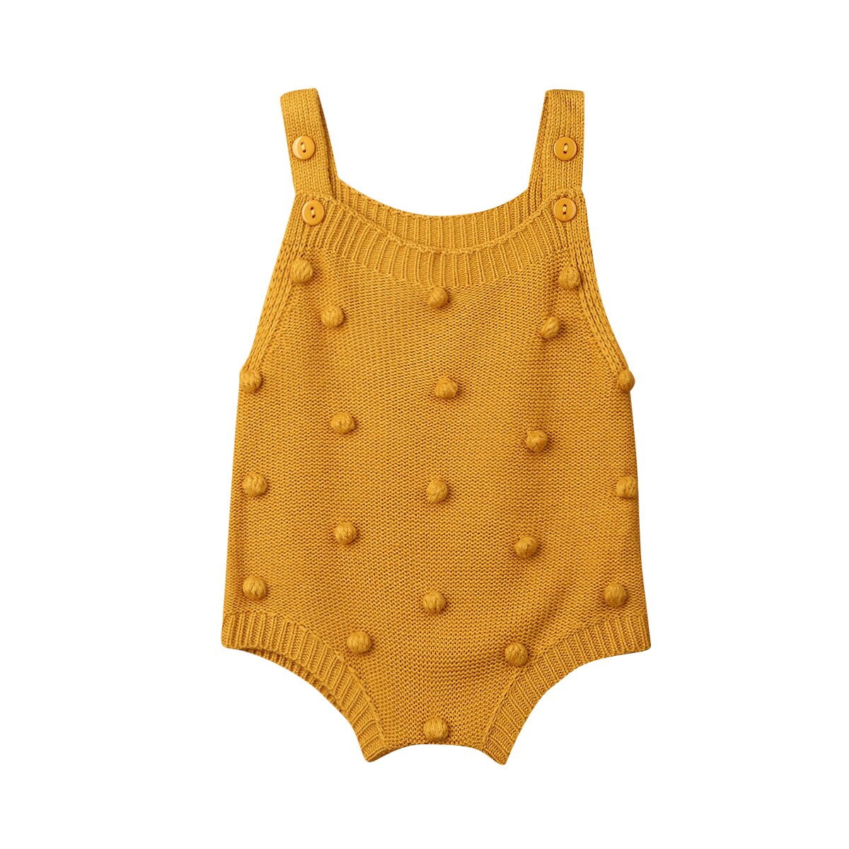 Pudcoco Gebreide Mouwloze Romper Pasgeborenen Baby Jongen Meisje Vest Babygrow Jumpsuit Winter Kleding Overalls Dots Outfits: YELLOW / 18m