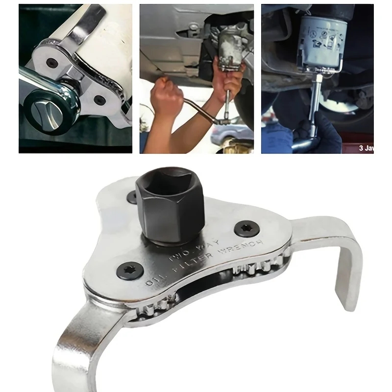 Universal Adjustable Oil Filter Wrench From 2-1/2 Inch to 4.5 Inch Oil Filter Wrench Tool Set With 3 Jaw Uninstall Removal Key