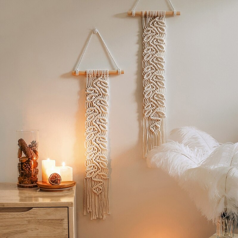Nordic Macrame Hand Geweven Tapijt Boho Muur Opknoping Kamer Ornamenten Ambachten Geometrische Art Woonkamer Home Achtergrond Decoratie