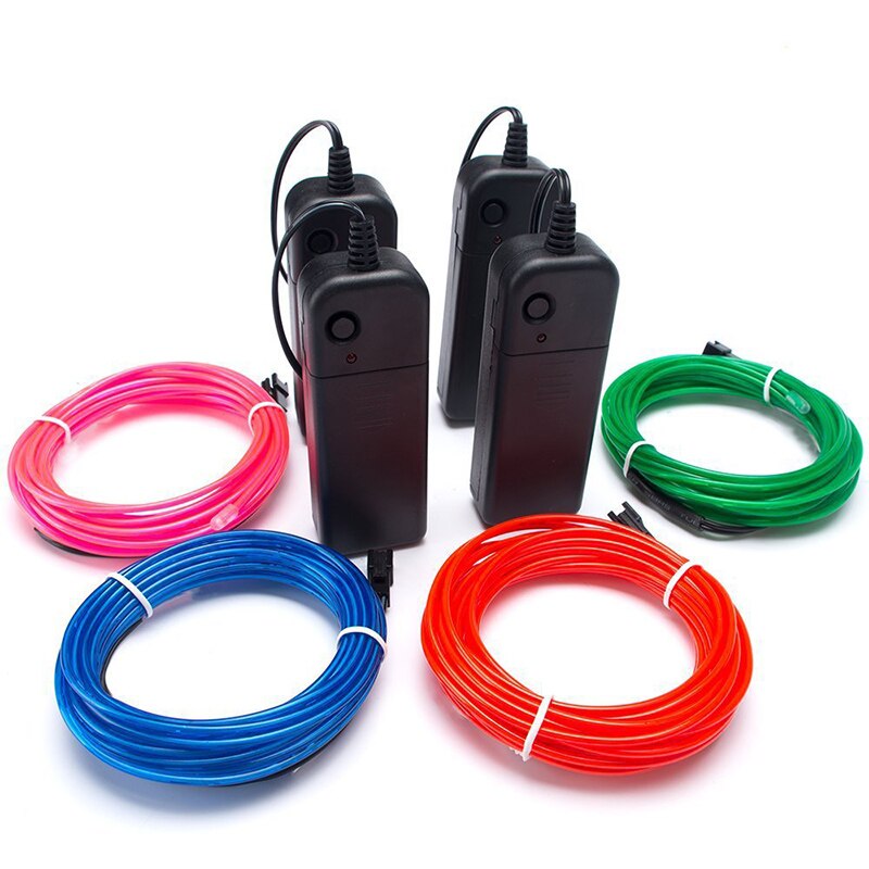 Cable de alambre luminoso para decoración, luces LED de neón para Navidad, de baile, Disfraces, bricolaje, ropa, coche, Rave, 3m/5m