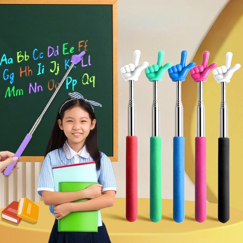 1pPointer dedo palos de lectura de acero inoxidable lectura telescópica dedo material didáctico para profesores puntero dedo palo