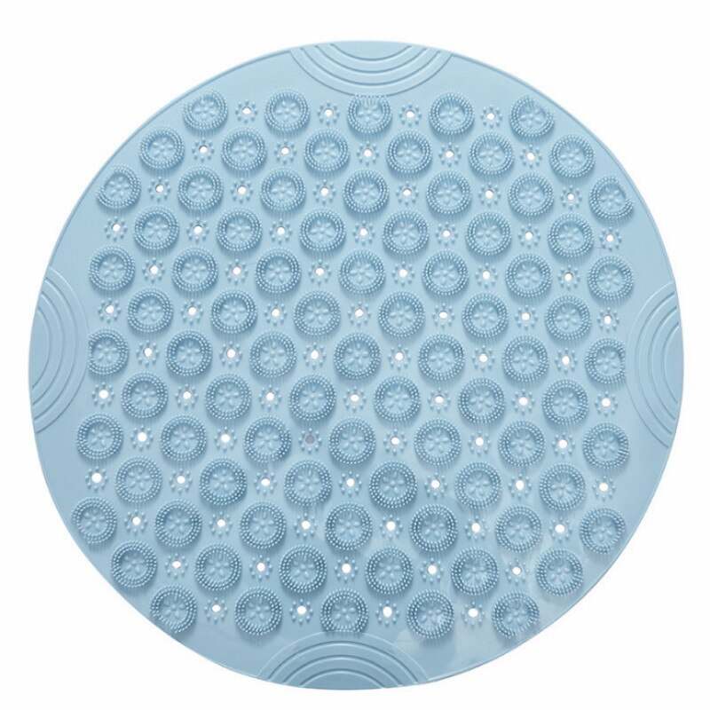 Solid Anti-slip Bath Mat PVC Soft Round Bathroom Shower Rug Bathing Massage Feet Brush Pad Odorless Non-Toxic Bathtub Carpet