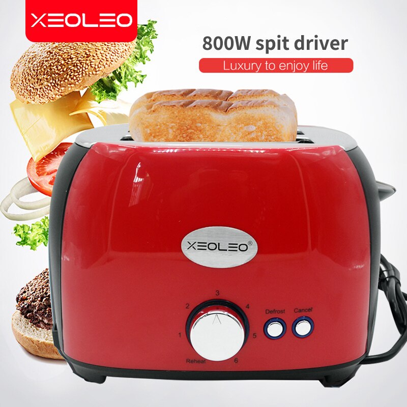XEOLEO Automatic Toaster Sandwich Maker 2 Slices Breakfast Machine 6 Speeds Baking Cooking Appliances Home/Office Toasters 800W