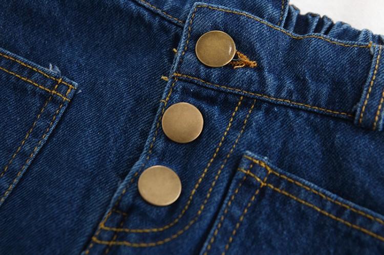 Sommer baby piger børn jean nederdele piger børn denim blyant nederdele knapper lommer enkeltradet kanter barn nederdel kostume