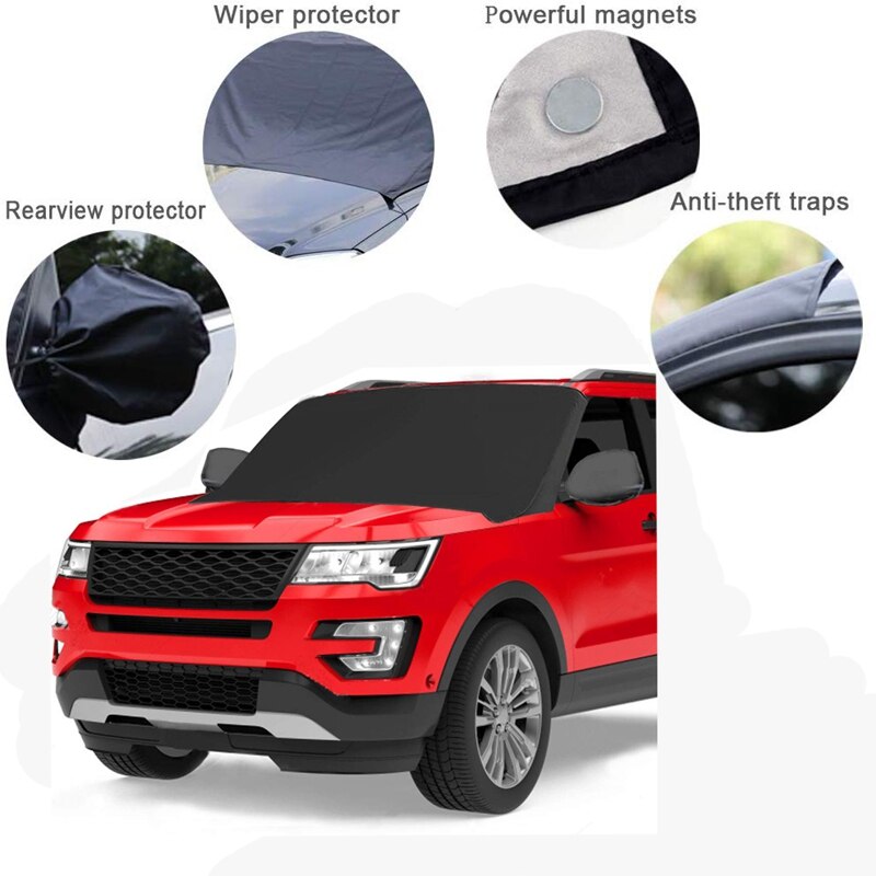 Universal- Auto Windschutzscheibe Schnee Abdeckung, 82,6x49,2 Zoll Windschutzscheibe Magnetische Frost Abdeckung mit Seite Spiegel Abdeckungen Windschutzscheibe Eis Cov