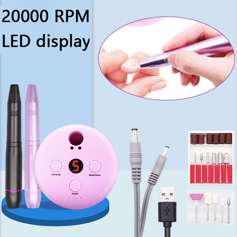 20000RPM Electric Nail Drill Machine Kit Manicure Drill Nail Art Pen File Nail Tools Grinding Burnishing Polisher Pedicure Kit