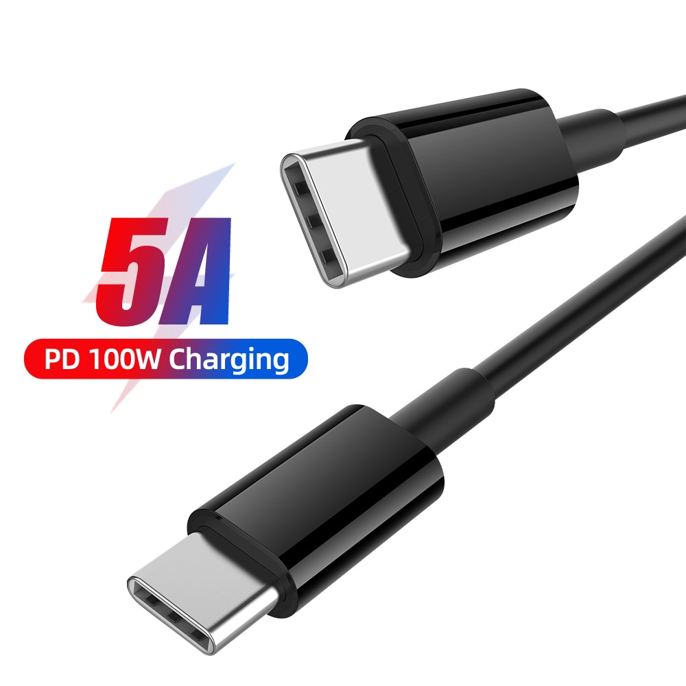 100w usb c para usb tipo c cabo para xiaomi redmi nota 8 pro carga rápida pd 5a cabo de carregamento rápido para macbook pro cabo de carga