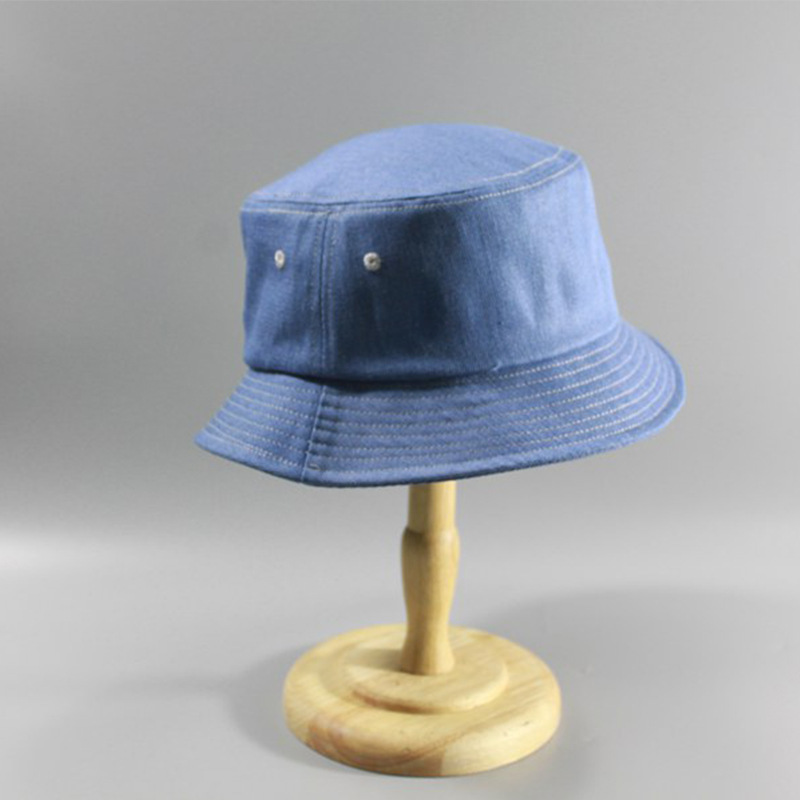 Stort hode mann stor størrelse bøttehatt menn og kvinner Brann sesonger ensfarget denim pluss størrelse fiskerhatter 57-60cm 62-65cm: Lett denim / 57 til 60cm