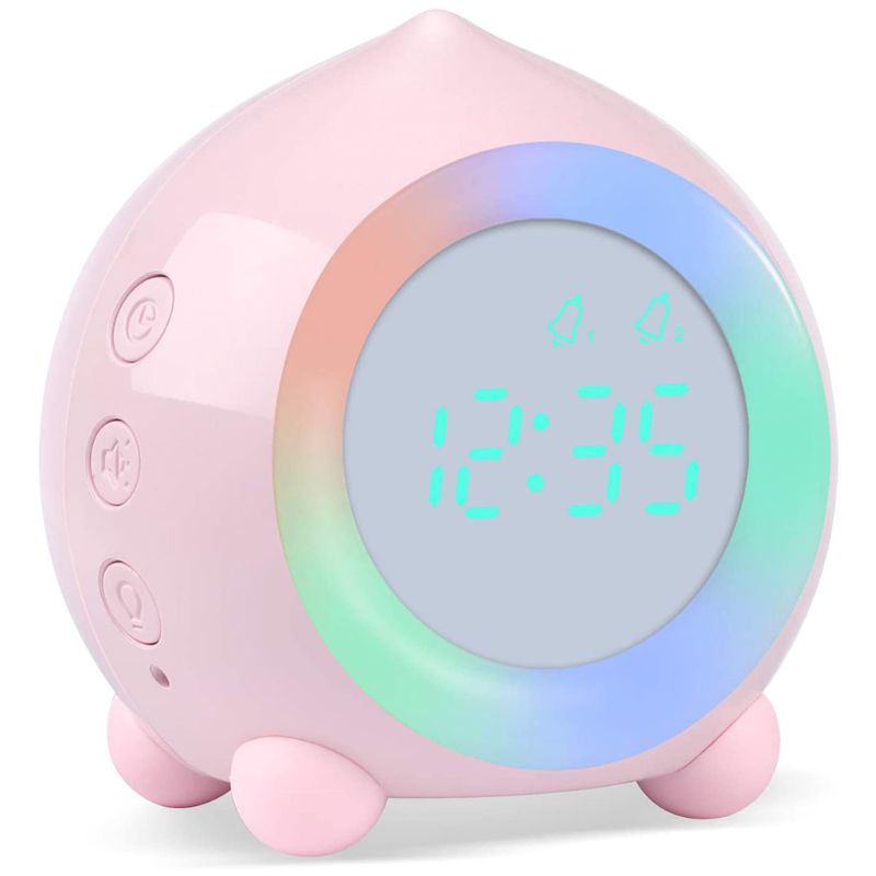 freundlicher Digitale Wecker Sonnenaufgang Simulator mit LED Nacht Licht Lampe für Junge B0KC: Rosa