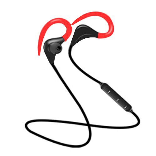 Auriculares inalámbricos con Bluetooth 4,1, audífonos deportivos estéreo con gancho para la oreja, banda para el cuello, resistentes al agua con micrófono para Xiaomi Mi, Samsung y Huawei: Rojo