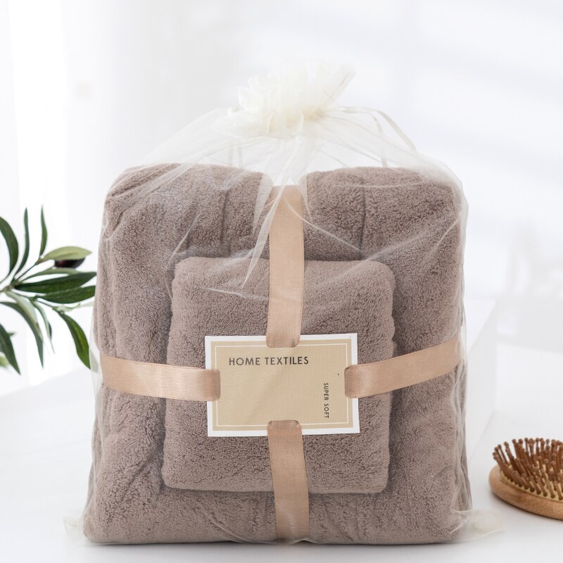 Microfiber Handdoek Set Coral Fleece Absorberende Haar Zwemmen Gezicht Hand Badhanddoek Sets Microvezel Badkamer Handdoeken Sets: brown