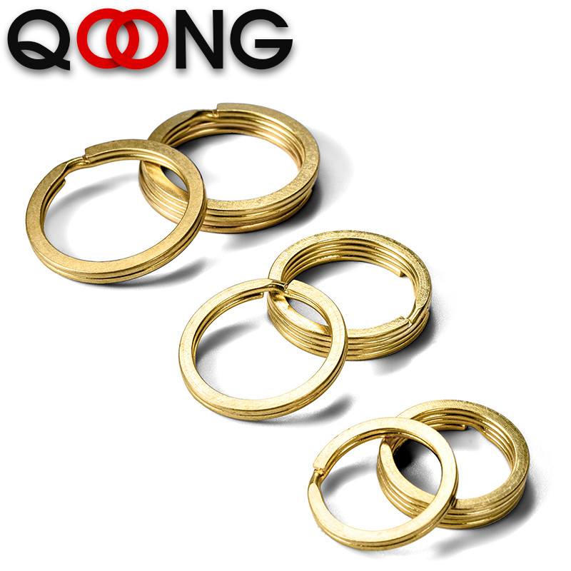 QOONG Lots 3 Pcs 35mm 30mm 25mm Brass Key Chain Split Rings Unisex Key Ring Keychain Hanging Buckle Keyrings Accessories Q15