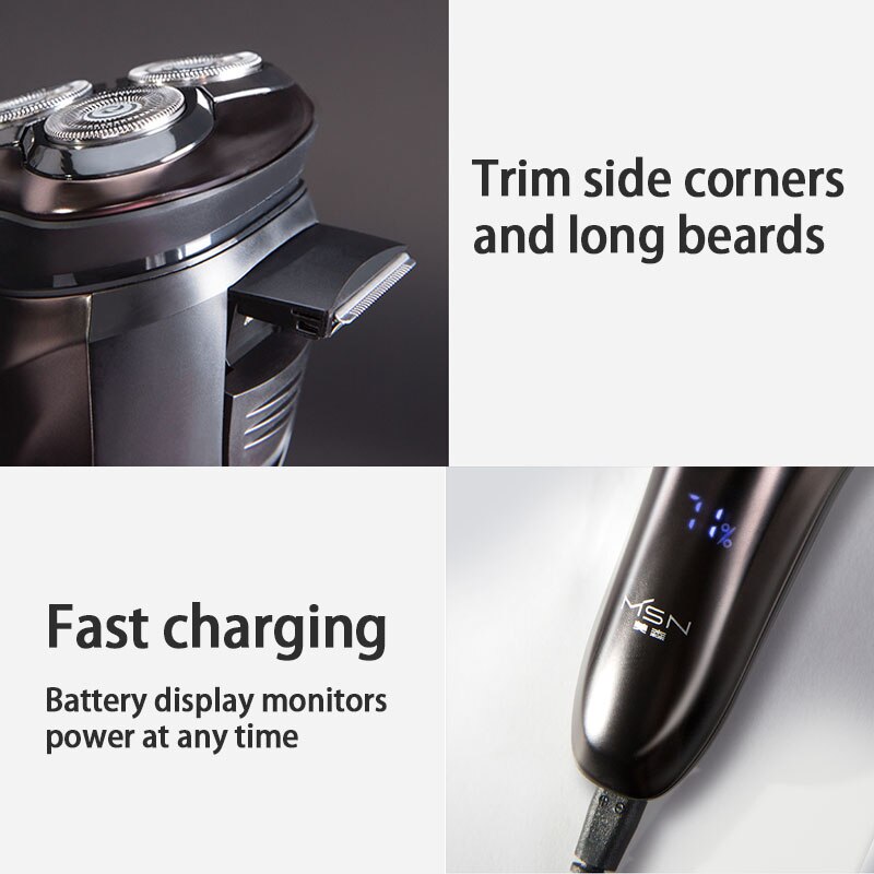 Xiaomi elektrisch scheerapparaat voor mannen, elektrisch scheerapparaat, waterdicht, droog, nat, baardtrimmer, lcd-scherm, scheerapparaat, oplaadbaar, usb, afwasbaar