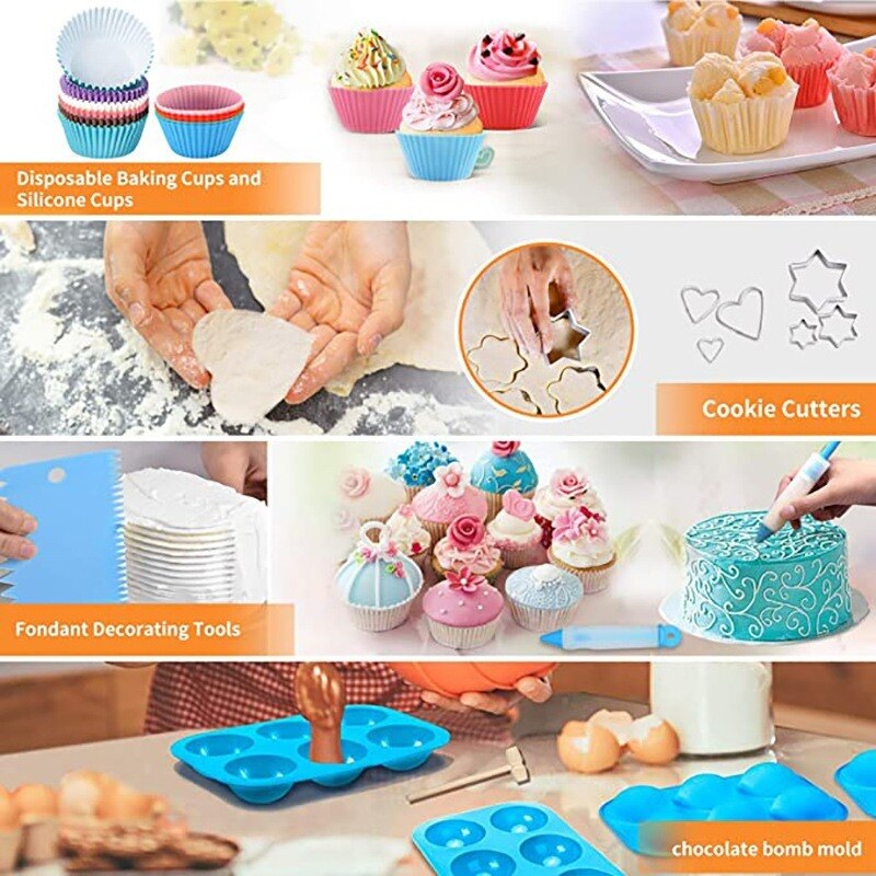 236pcs Cake Decorating Tools Piping Bags and Tips Set Baking with Multi-Purpose 3-Layer Toolbox Baking Set Cake Decorating Tool