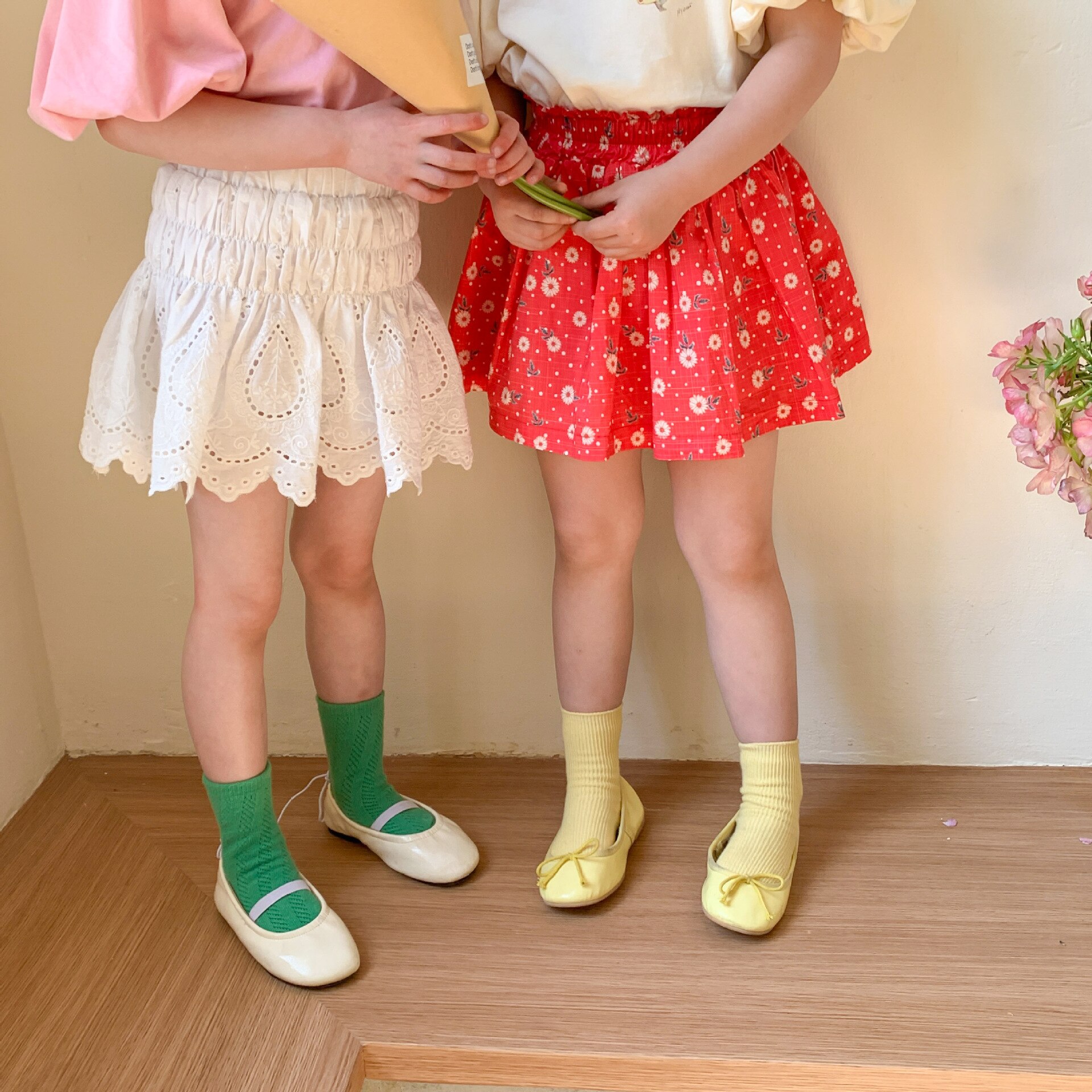 Deer jonmi 2022 Summer Baby Girls gonne bianche in cotone scava fuori gonne a pieghe per bambini in stile coreano