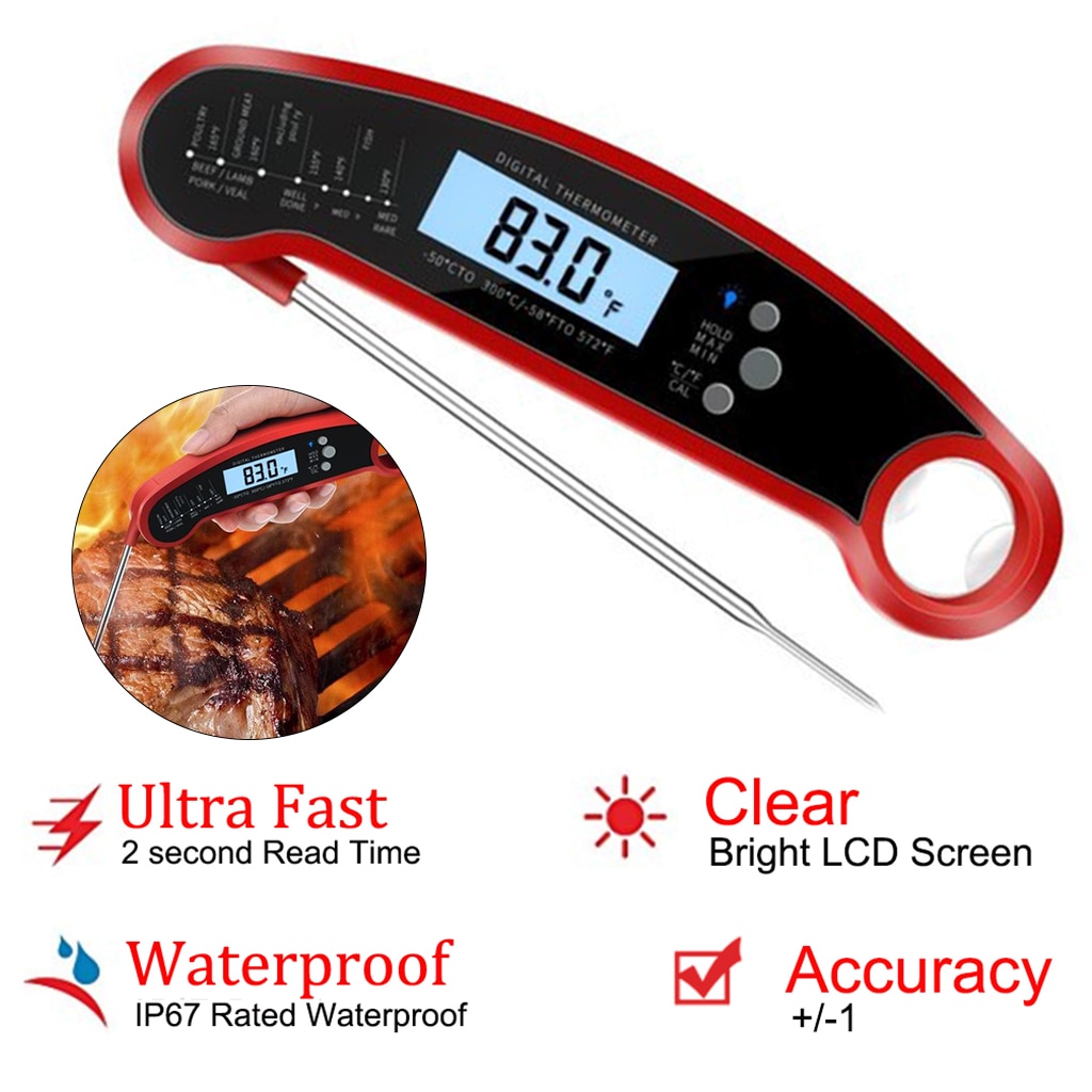 Digital Oven Thermometers Waterproof Instant Read Thermometers For Food Meat Cooking BBQ Calibration Backlight Kitchen Tools