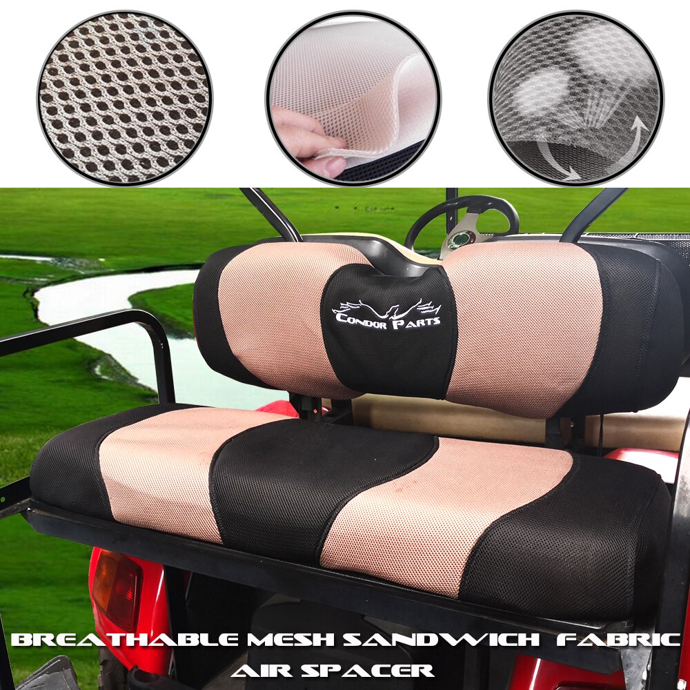 Kondondele - universel golfvogn bagsædebetræk sæt med åndbar vaskbar polyester mesh klud til golfvogn bagsæder.