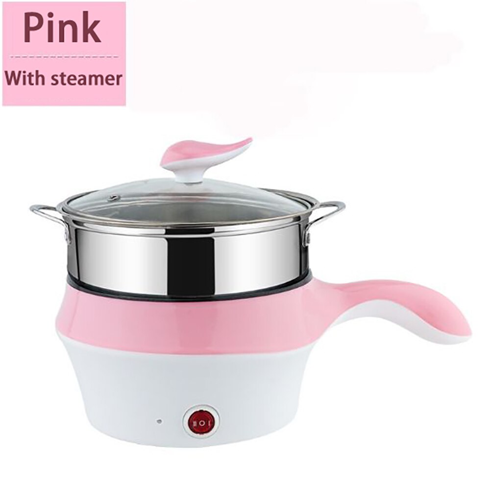 Sartén eléctrica multifuncional para cocinar arroz, máquina de Cocina eléctrica, antiadherente, para cocinar fideos, vaporizador, calentador de sopa: Rosa / 1.8L