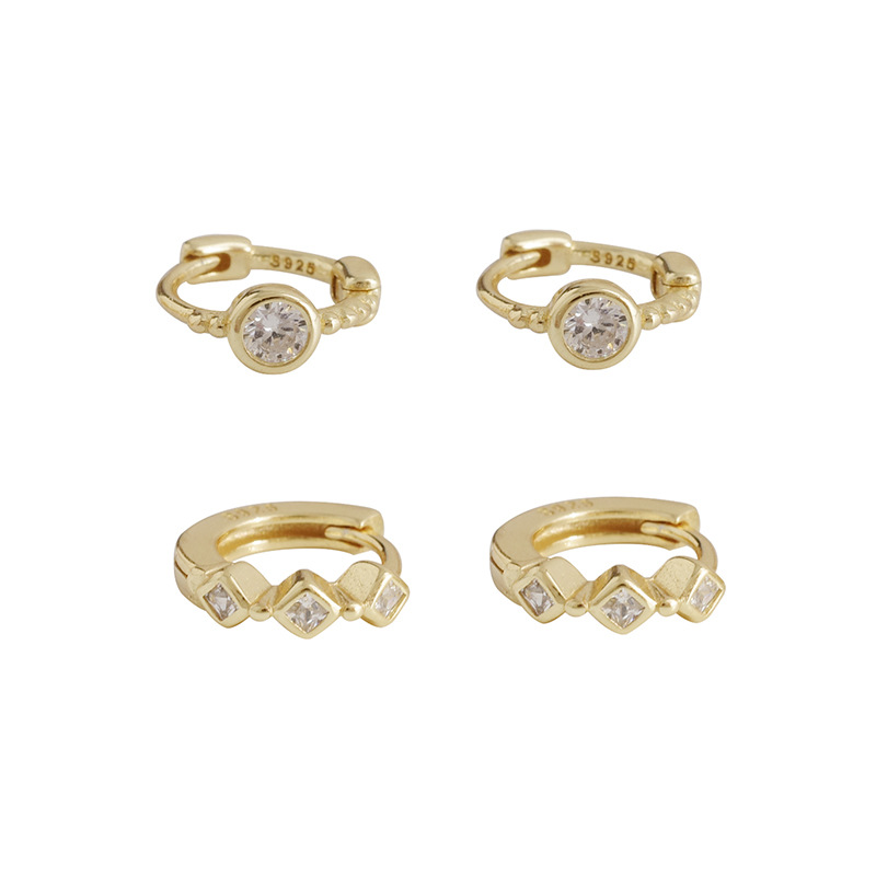 modisch Zirkon Band Ohrringe für Frauen Gold Einfache Geometrische Platz CZ Kleine Huggie Ohrringe Mädchen Reifen Nieten pendientes