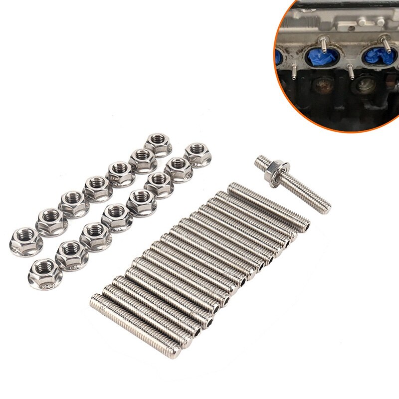 Stainless Exhaust Manifold Stud Kit Exhaust Manifold Studs Stud Kit for Ford 4.6 & 5.4 Liter V8