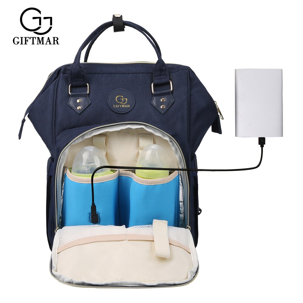 Bleiepose usb oppvarmingsflaske varmere mamma bleie ryggsekk stor kapasitet mumie bag til vinterreiser