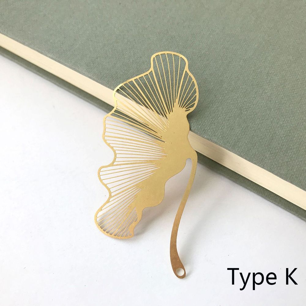 Metal Leaf Bookmark Hollowed Out Brass Leaf Vein Cultural Student Supplies Office School Stationery Accessories: K