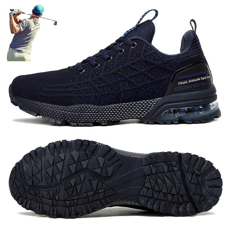 Breathable Golf Shoes Men Black Blue Light Weight Athletic Shoes for Golf Cushion Comfotable Mesh Golf Sneakers Men