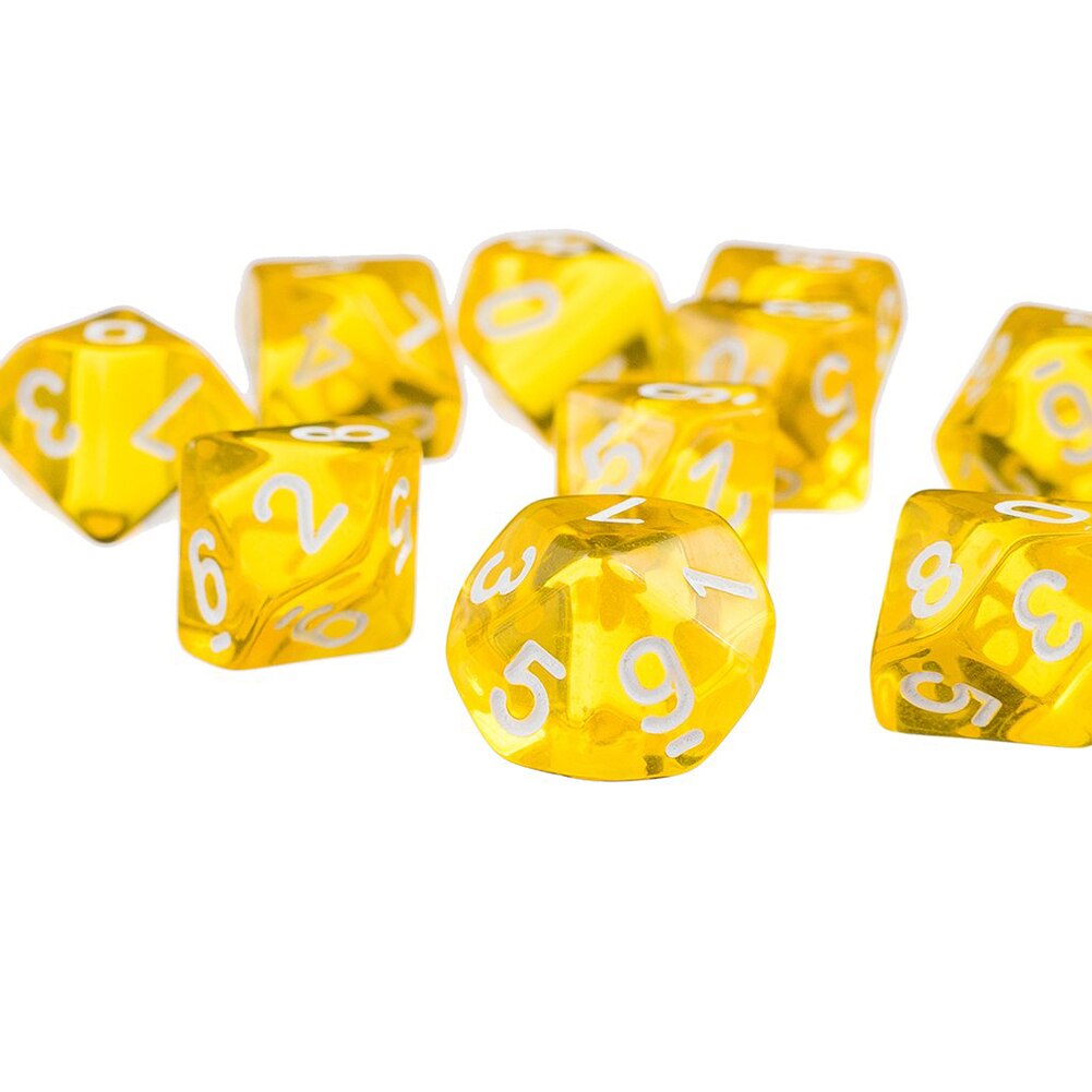 10Pcs Transparant Polyhedral D10 Multicolor Dice Game Party Pub Supplies Dice Game Party Pub Levert